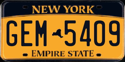 NY license plate GEM5409