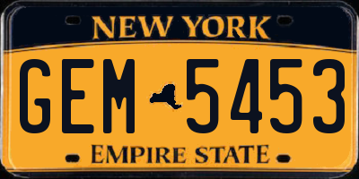 NY license plate GEM5453
