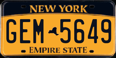 NY license plate GEM5649