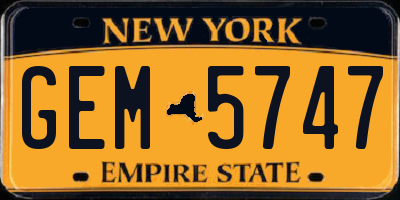 NY license plate GEM5747