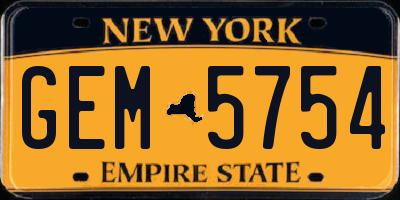 NY license plate GEM5754