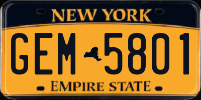 NY license plate GEM5801