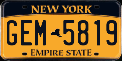 NY license plate GEM5819