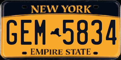 NY license plate GEM5834