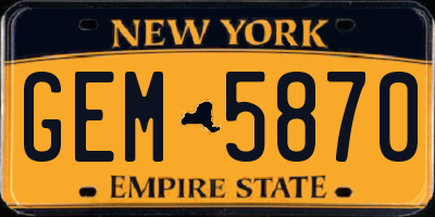 NY license plate GEM5870