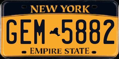 NY license plate GEM5882