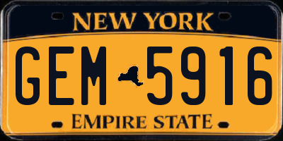 NY license plate GEM5916
