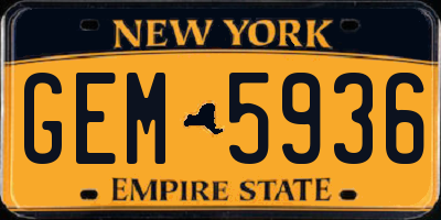 NY license plate GEM5936