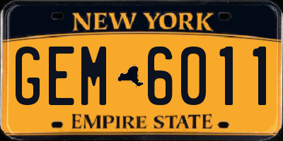 NY license plate GEM6011
