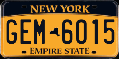 NY license plate GEM6015
