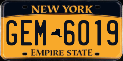 NY license plate GEM6019