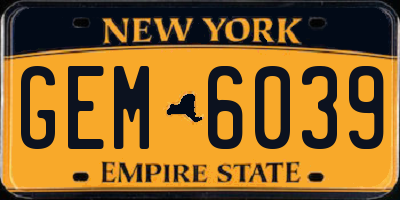 NY license plate GEM6039