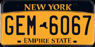 NY license plate GEM6067
