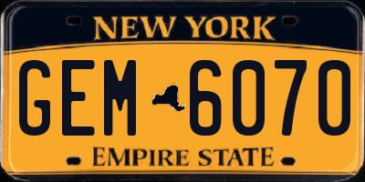 NY license plate GEM6070