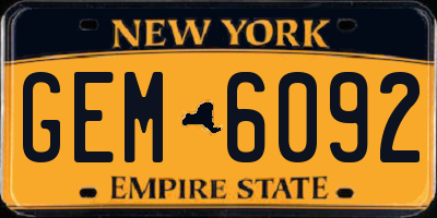 NY license plate GEM6092