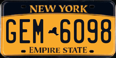 NY license plate GEM6098