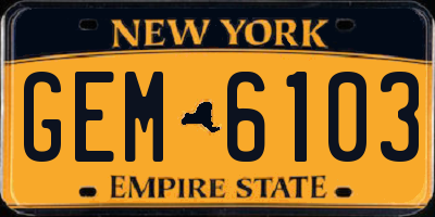 NY license plate GEM6103