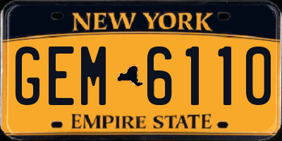 NY license plate GEM6110