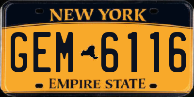 NY license plate GEM6116
