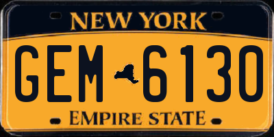 NY license plate GEM6130