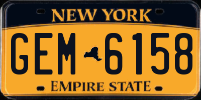 NY license plate GEM6158