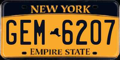 NY license plate GEM6207