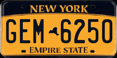 NY license plate GEM6250