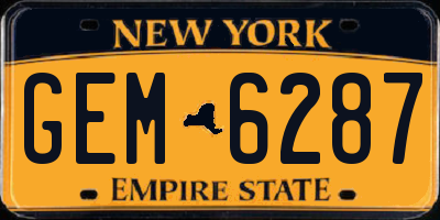 NY license plate GEM6287