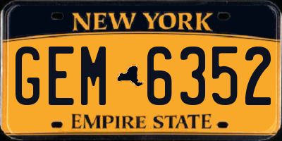 NY license plate GEM6352