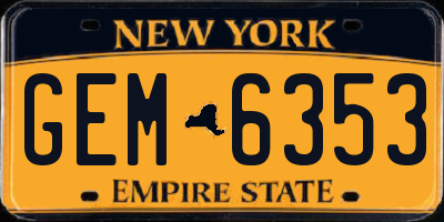 NY license plate GEM6353