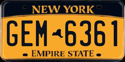 NY license plate GEM6361