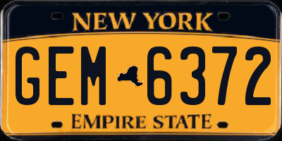NY license plate GEM6372