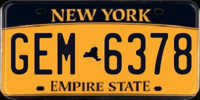 NY license plate GEM6378