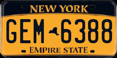 NY license plate GEM6388