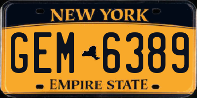 NY license plate GEM6389