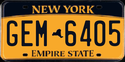 NY license plate GEM6405