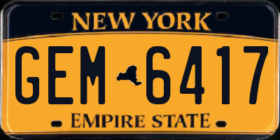 NY license plate GEM6417