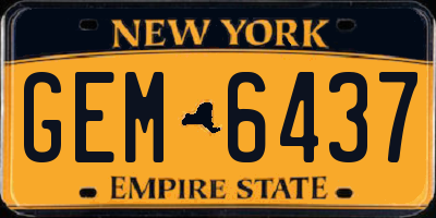 NY license plate GEM6437
