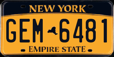 NY license plate GEM6481