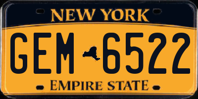 NY license plate GEM6522