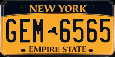 NY license plate GEM6565