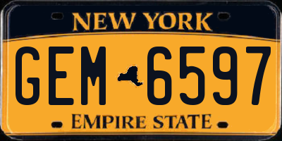 NY license plate GEM6597