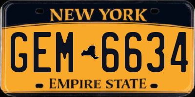 NY license plate GEM6634