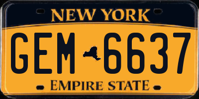 NY license plate GEM6637