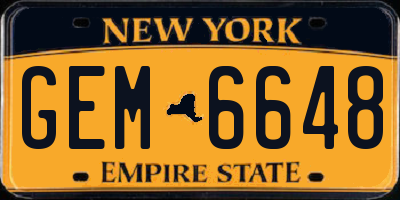 NY license plate GEM6648