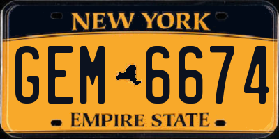 NY license plate GEM6674