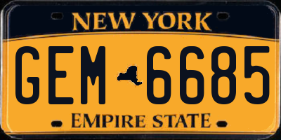 NY license plate GEM6685