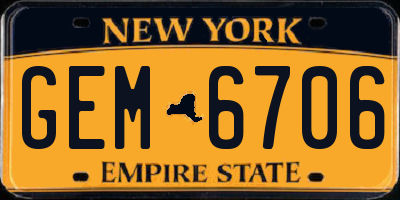 NY license plate GEM6706