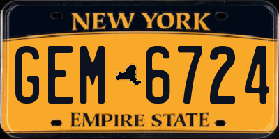 NY license plate GEM6724
