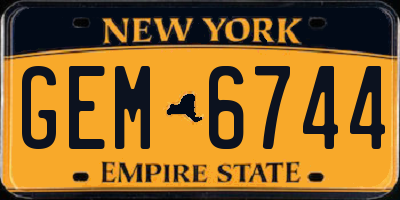 NY license plate GEM6744